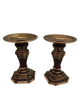 Taper Candle Holders Set Of 2 Axicon World Imports Brass-Look Candle Holders Wit